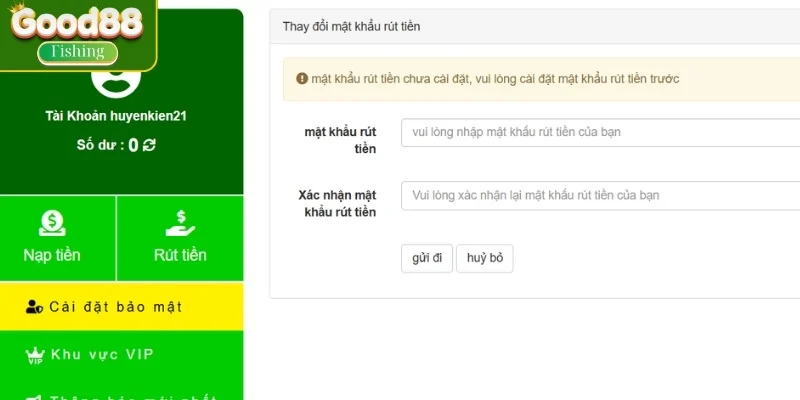 Vào danh mục rút tiền, lựa chọn hình thức và ghi số tiền muốn rút